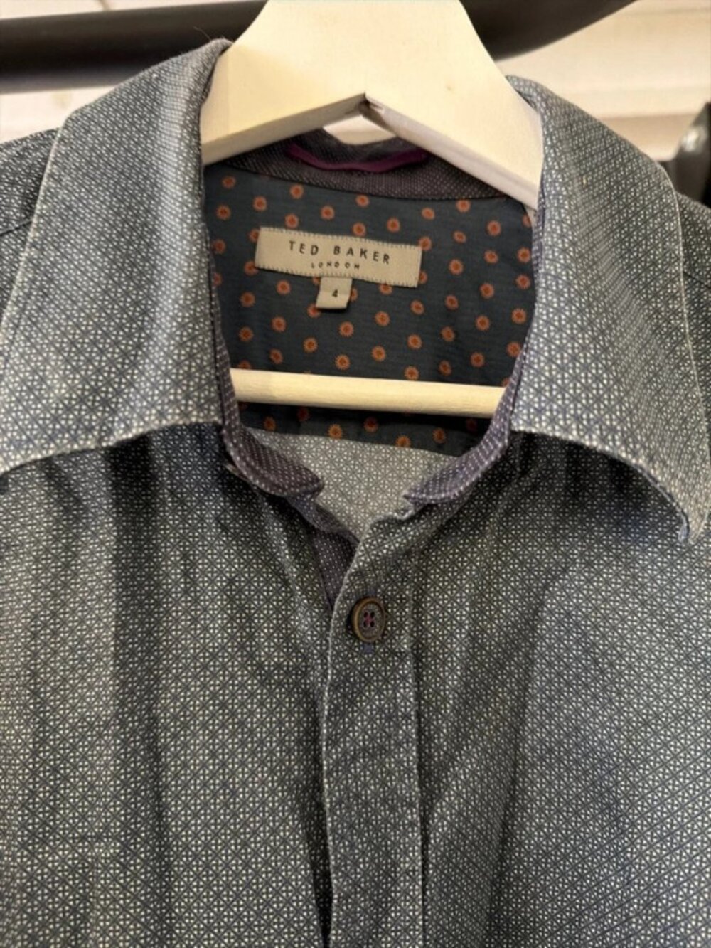 Ted Baker Men's Blue Long Sleeve Shirt- USA Size Large (4) - Very Good Condition